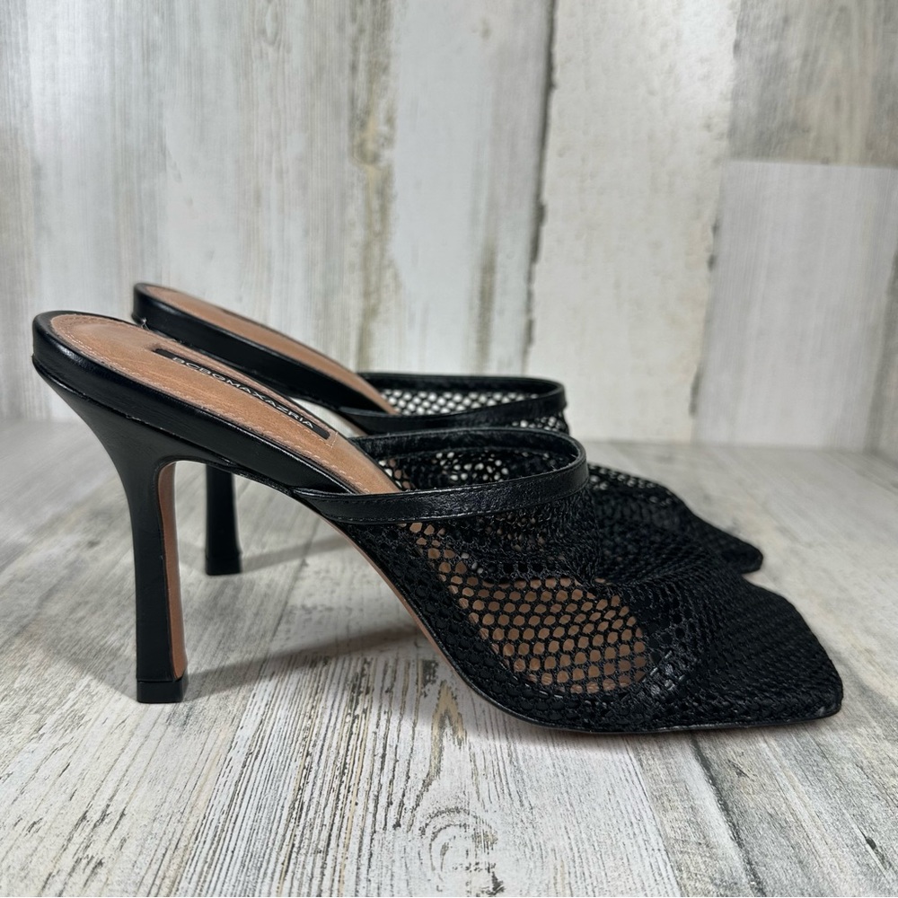 BCBGMaxAzria Black Mesh Slip-On Heels - Picture 4 of 8
